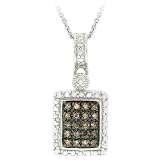 Sterling Silver 1/5ct. TDW Champagne Diamond Rectangular Necklace