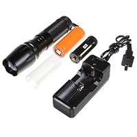 12W CREE XM-L T6 LED Zoomable Flashlight Torch with 26650 Battery and Charger
