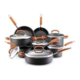 Rachael Ray Hard Anodized Nonstick 14-Piece Cookware Set, Orange