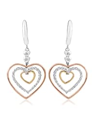 14k THREE TONE GOLD WOMENS EARRING LE-2979 DIAMOND 0.41CT TW
