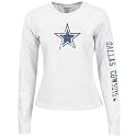 Reebok Dallas Cowboys Ladies White Giant Logo Too Long Sleeve T-shirt