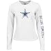 Reebok Dallas Cowboys Ladies White Giant Logo Too Long Sleeve T-shirt
