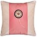 EXP Decorative Handmade Silky Pink & Peach Cushion Cover / Pillow Sham - Golden Sunflower Design