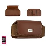 New Premium High Quality Leather Horizontal Large Size Pouch Protective Carrying Cell Phone Case with Belt Clip and Belt Loops for Apple iPhone / iPhone 3G 8GB 16GB / 3GS 16GB 32GB (It will fit the cell phone already with a Rubber / Silicon Cover into this Leather case) AT&T - Brown