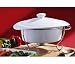 White Ceramic Serving Dish With Lid and Chrome Stand