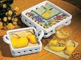 Set of 2 Ceramic Napkin Basket Holders