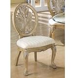 Set Of 2 Antique Buttermilk Finish Round Dining Chairs