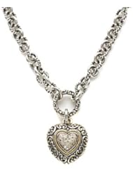 0.15 cttw Diamonds Heart Charm Sterling Silver Necklace by Effy Collection