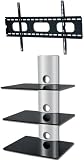Package Deal Three Shelves Wall Mount For Av Components black Glass Silver Tube Universal Slim Bracket For All Tv Brands 37 40 42 46 47 50 52 54 55 58 60 Inch Flat Panel hd Ready Screen