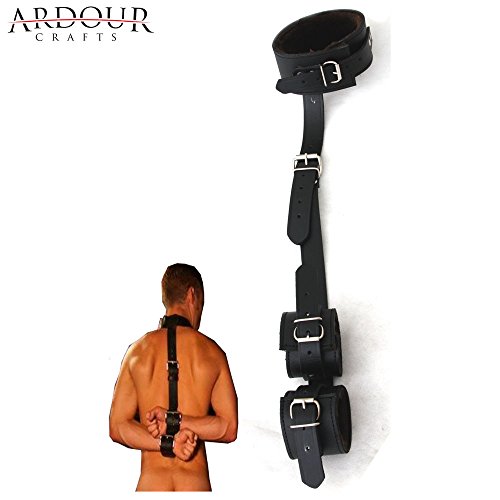 Ardour Crafts CC-3031 100% Genuine Leather Neck to Wrist Restraint Cuff Bondage Neck Collar & Wrist Cuffs
