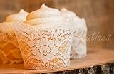 Set of 12 - Real Ivory Lace Cupcake Wrappers / Liners - wedding, rustic, vintage, princess, tea party, birthday, bridal shower, baby, bachelorette