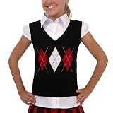 Amy Byer Girls 7-16 2Fer Pretty Prep Vest With Shirt,Black And Red,M (10)