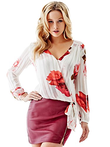 GUESS Women's Long-Sleeve Surplice Shirt