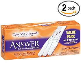 Answer Quick & Simple Early Result Pregnancy Test, 3-Count Tests (Pack of 2)