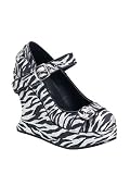 Zebra Print Bondage Strapped Wedge - 7