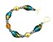 Bracelet - Handmade Murano Glass & Fire-Polished Beads - Teal & Topaz (MBJ23)