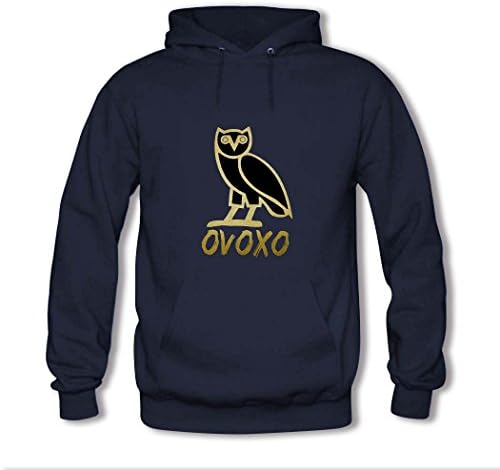 SHSUE Men's Ovoxo Printed Cotton Hooded Sweatshirt Large Blue