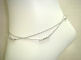 Anklet Bracelet Fashion Jewelry - Silver Tone Double Strand with
Beads (Style 1)
