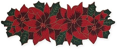 Thro Poinsettia 36-Inch Beaded Table Runner in Red/Green