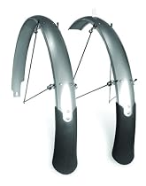 Planet Bike Cascadia ATB Front and Rear Bicycle Fender Set with 130mm Mud Flaps (Silver Aluminum, 60mm Wide)