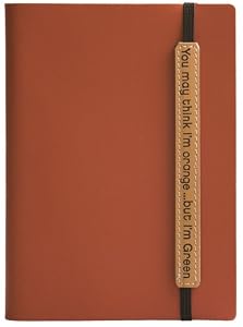 Go Green! Eco Friendly Recycled Leather Lined Diary / Journal, Orange, 5x7"