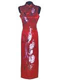 Silk brocade bridal red cheongsam of phoenix and peony