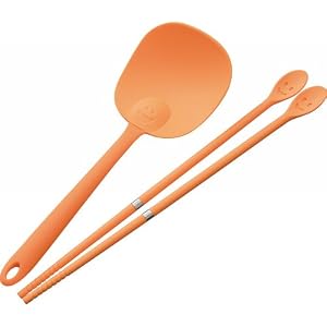 スマイルシリコン 菜箸&スプーンセット オレンジ