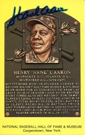 Hank Aaron Autographed Hall of Fame Plaque
