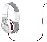 JBL Synchros S300 Premium On-Ear Stereo Headphones with Universal Remote, White/Red