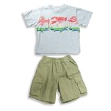 Flapdoodles - Boys Short Sleeve Short Set, Grey, Khaki