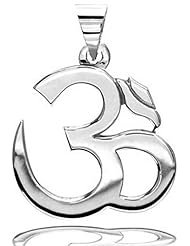 Jumbo Classic Yoga Ohm, Om, Aum Charm, 35mm x 35mm in Sterling Silver