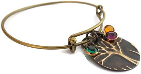 Mom Bangle Bracelet Family Tree Crystal Birthstone