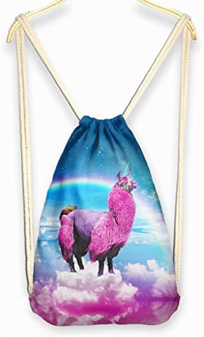 Pretty321 Unicorn Rainbow Sky Stars Sport Drawstring Bag Travel Cinch Sack Backpack (13.00x18.11inch/ 33x46cm, Amazon)