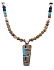 Multicolor Sterling Silver Pendant Bead Necklace Set MW68949