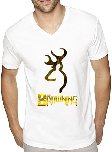 YIZIMI Browning Logo V-neck Ultimate Short-Sleeve Poly Cotton Men's T-shirt