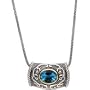14K Yellow Gold and Sterling Silver 2 3/4 ct. Oval Shaped Swiss Blue Topaz Necklace