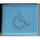 BLUE LEATHER DISABLED BADGE HOLDER