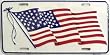 American Flag Waving White License Plate
