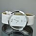 Dalas White Leather Transparent Dial Fashion Lady Girl Wrist Quartz Watch Gift WAA025