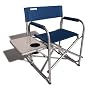 Strathwood Folding Chair with Attached Table, Seaport Blue with Silver Frame