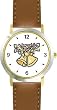 Wedding Bells and Roses - Flower - WATCHBUDDY&reg; DELUXE TWO-TONE THEME WATCH - Arabic Numbers - Brown Leather Strap-Women's Size-Small