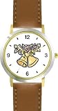 41n8XU%2B83cL. SL160  Wedding Bells and Roses   Flower   WATCHBUDDY® DELUXE TWO TONE THEME WATCH   Arabic Numbers   Brown Leather Strap Size Large
