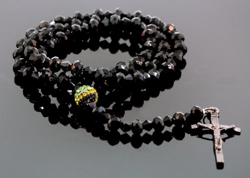 Mens Genuine Black Onyx Crusifix Rosary Necklace 32\