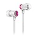 WOYING W8 Stereo Wired In-Ear Earbud Heavy Bass Headphone Headset 3.5mm Earphones with Mic for iPhone Samsung Smartpones and PC White