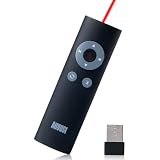 August LP200B Mando Inalámbrico para Presentaciones con Puntero Láser Rojo - Cambia Diapositivas PowerPoint con Teclas de Acceso Directo - Gama del Mando