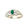 10K Yellow/White Gold 0.01 ct. Diamond and 5 x 3 MM Oval Shaped Emerald Ring