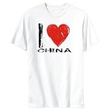 T-Shirt Mens White  I LOVE China - Vintage Countries