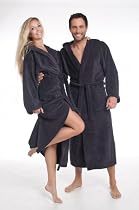 Bademantel Kapuze Saunamantel Morgenmantel, lang, Microfaser Coralfleece "Malibu" für Damen & Herren, anthrazit Grösse S
