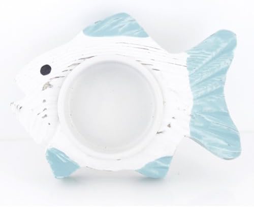 Hand Sculptured Cute Nautical Small Wooden Fish Candle Holder,free shipping