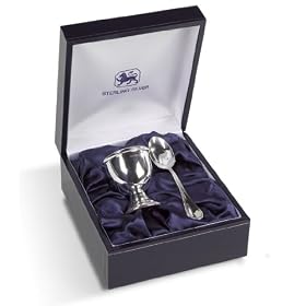 Christening Gift Egg Cup & Spoon Silver Plated Birth Gift